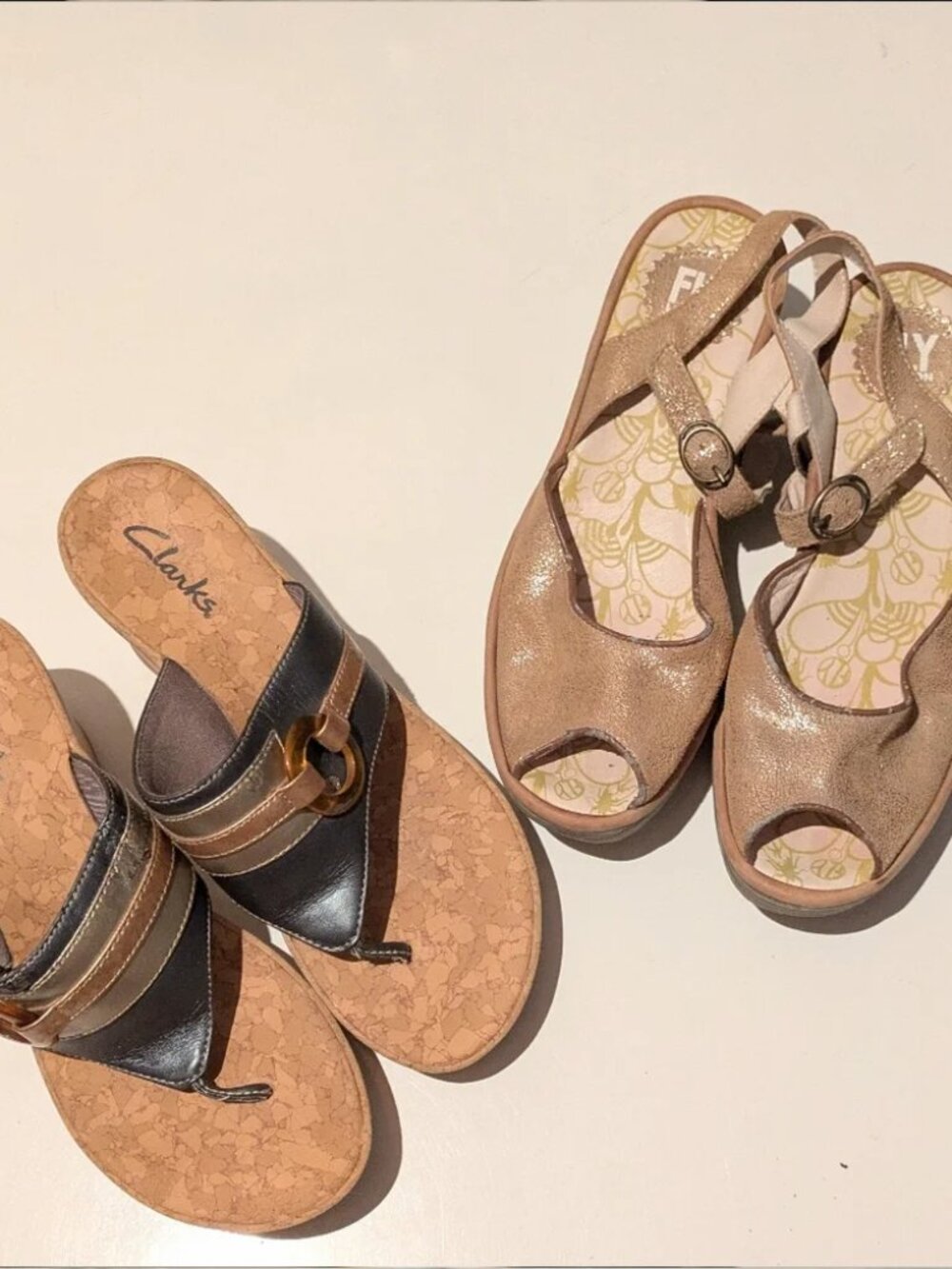 Clarks & Fly London Sandals Size 8, 39 BARGAIN